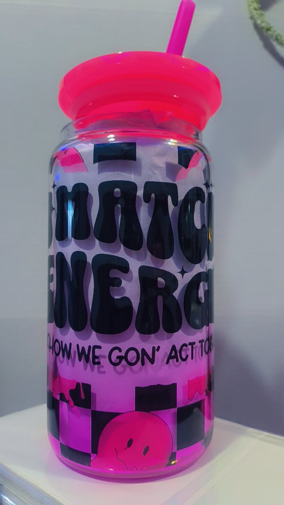 16 oz two tone pink glass sublimated Tumbler