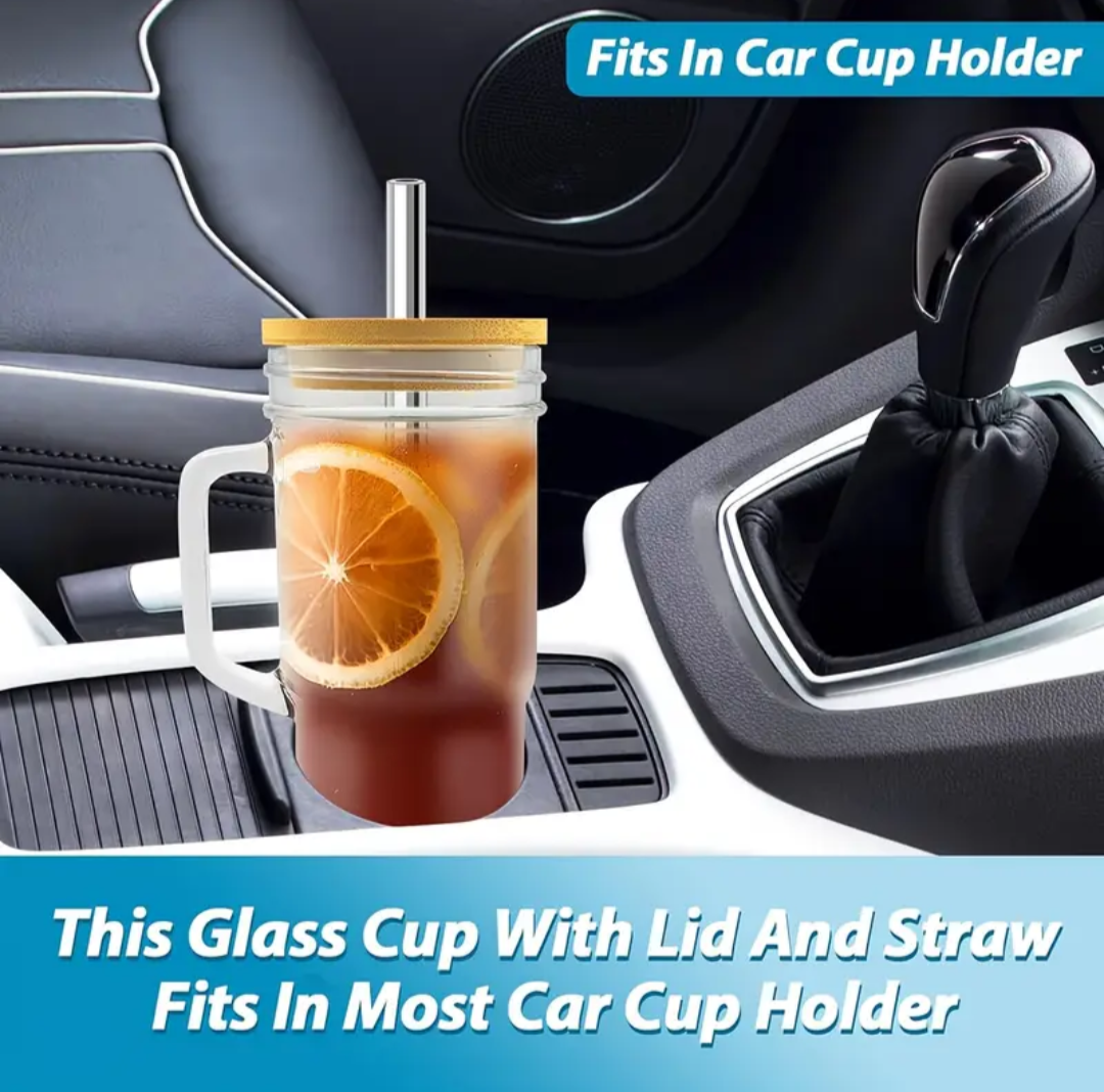 24oz glass Tumbler with handle