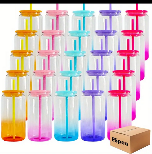 25 pack glass sublimation Two toned Tumbler