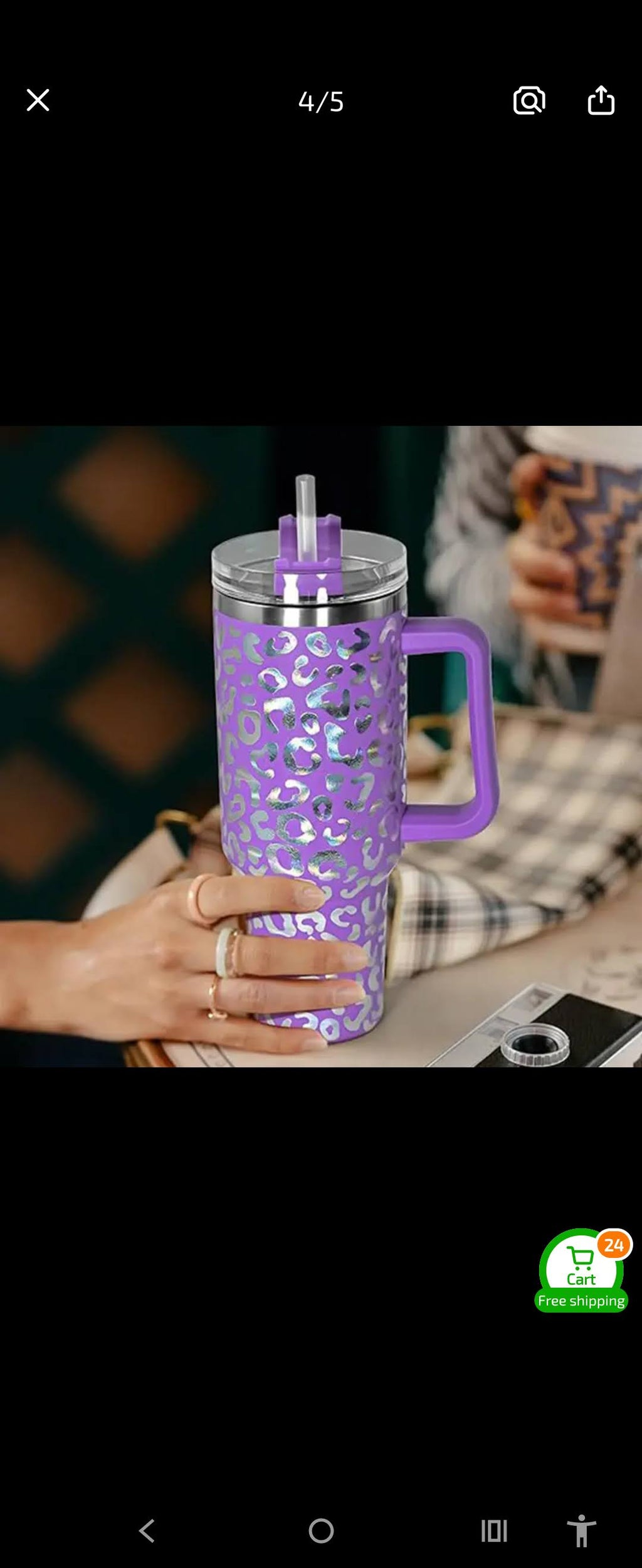 40 oz Print Tumbler with lid and straw.