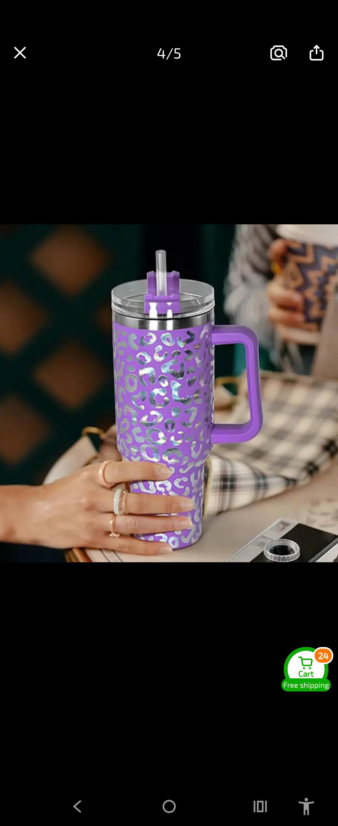 40 oz Print Tumbler with lid and straw.