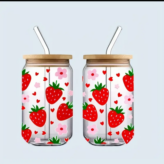 Glass strawberry hearts Tumbler