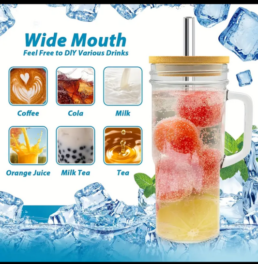 24oz glass Tumbler with handle